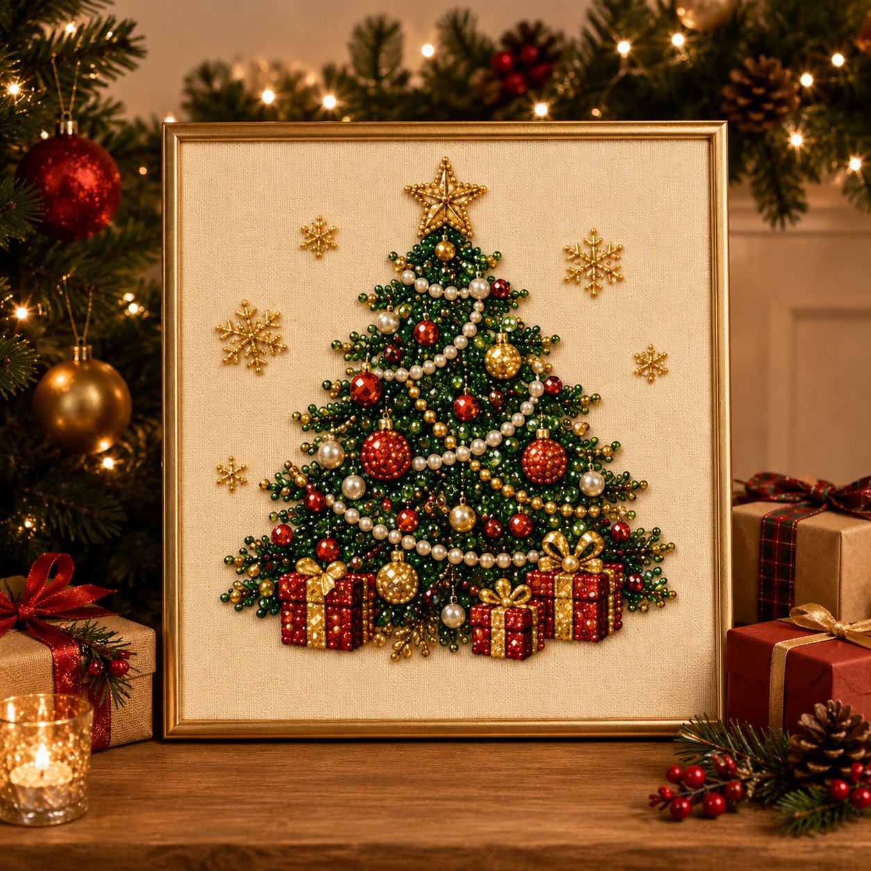 🧘Relaxing & Beginner-Friendly-🎄🎅 Premium 3D Pearl Christmas Wall Art Kit