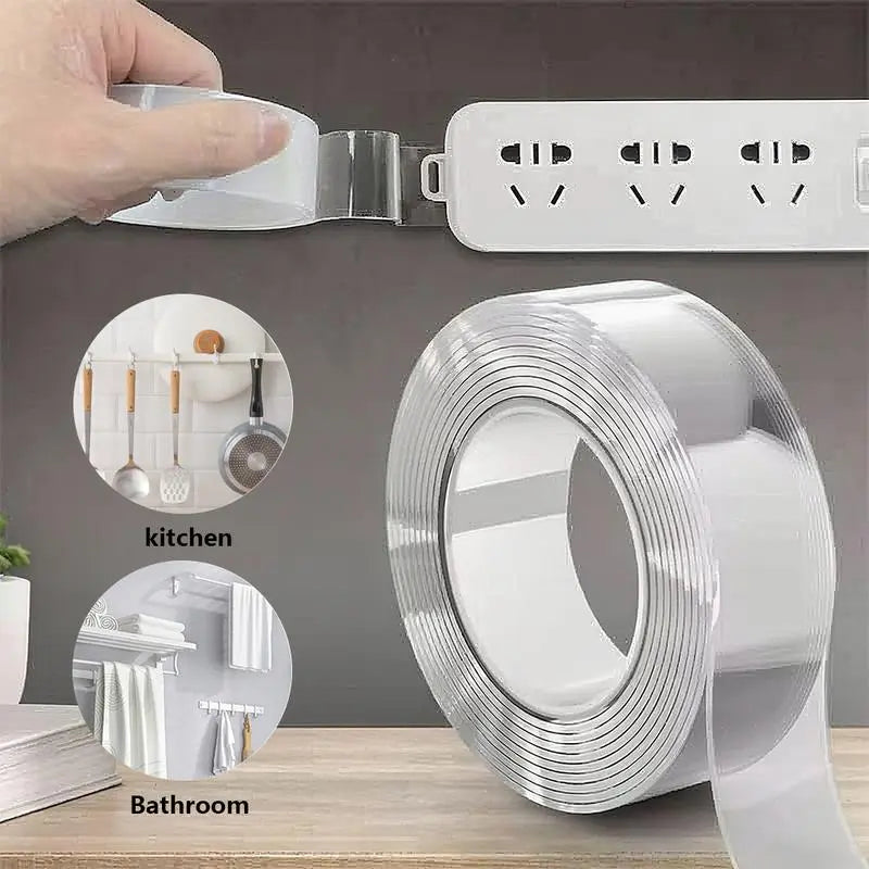 2-Pack Heavy Duty Nano Double-Sided Mounting Tape | Clear Removable Adhesive Tape, 9.85 ft (3 m) for Picture Hanging & Home Décor