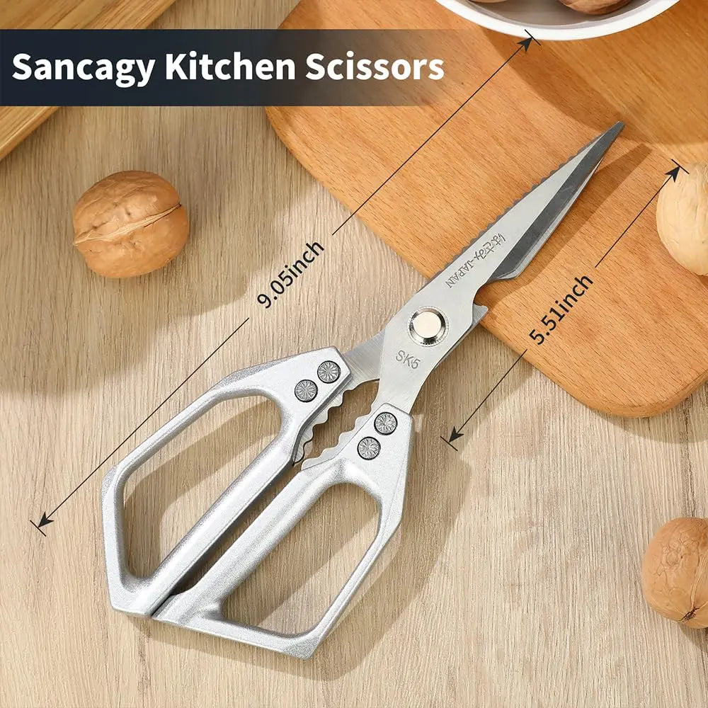 ✂️ Heavy-Duty Japanese Steel Kitchen Shears – All-Purpose Scissors for Meat, Poultry, Seafood & Herbs