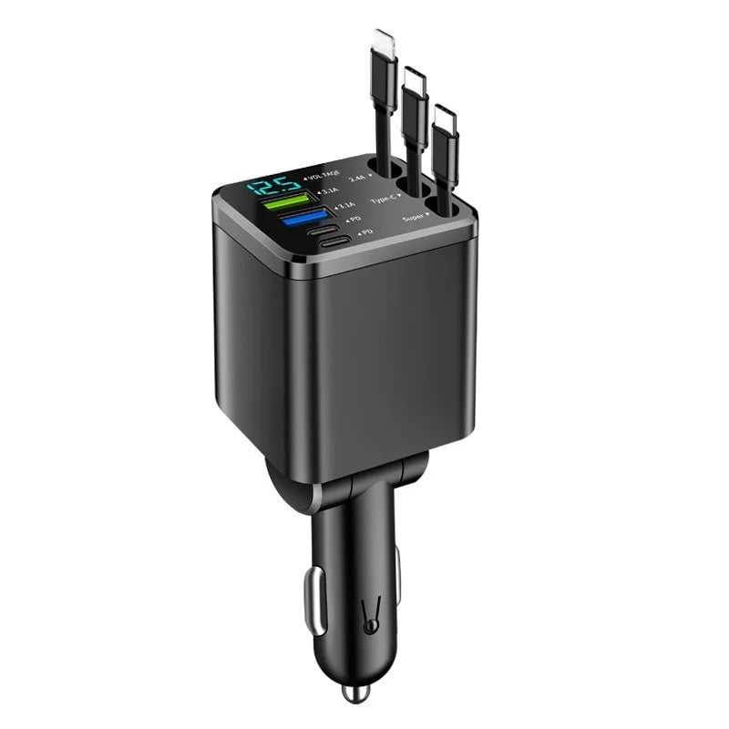๐ ๐ 7-in-1 Retractable Fast Car Charger with Voltage Display โ USB-C, Fast Charging & Essential for Daily Use ๐ฑ