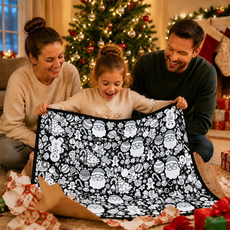 DIY Christmas Coloring Blanket ๐ Santa & Gingerbread Man Holiday Throw