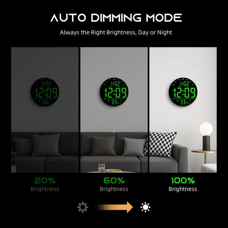 ๐ 10' RGB Smart Wall Clock โ Futuristic LED Digital Clock with Music Sync & Ambient Lights