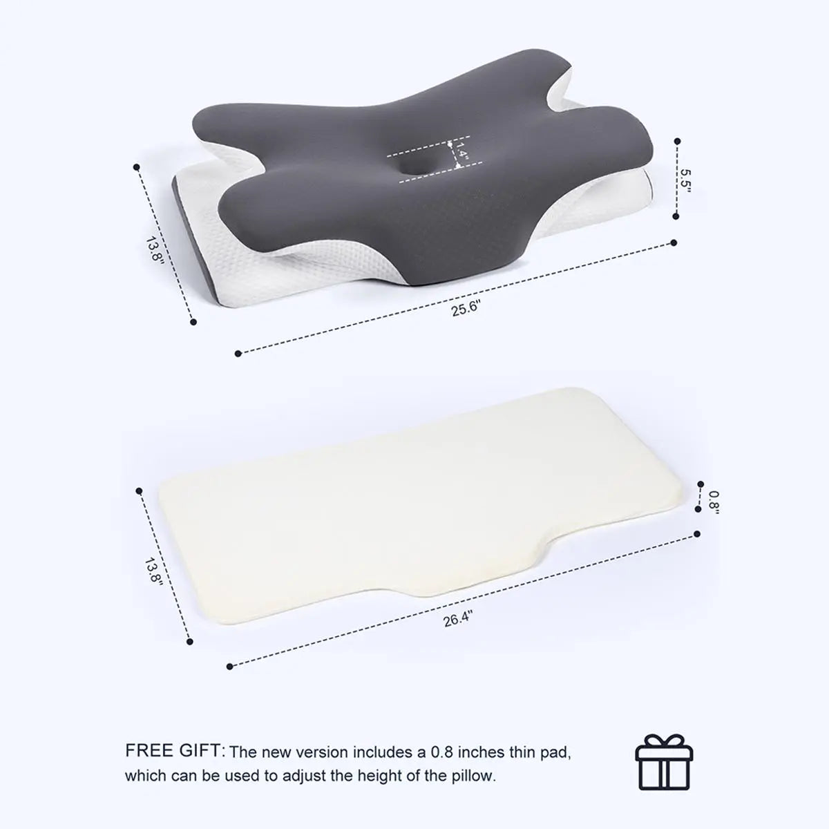 Free shipping//Butterfly Ergonomic Cooling Memory Foam Cervical Pillow, Orthopedic Neck Support Contour Pillow for Side Back Stomach Sleepers