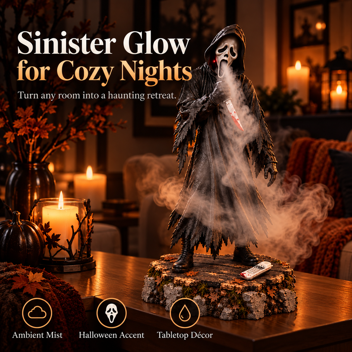 👻Ghostly Reaper Mist Humidifier – Spooky Halloween Décor with Remote 🎃