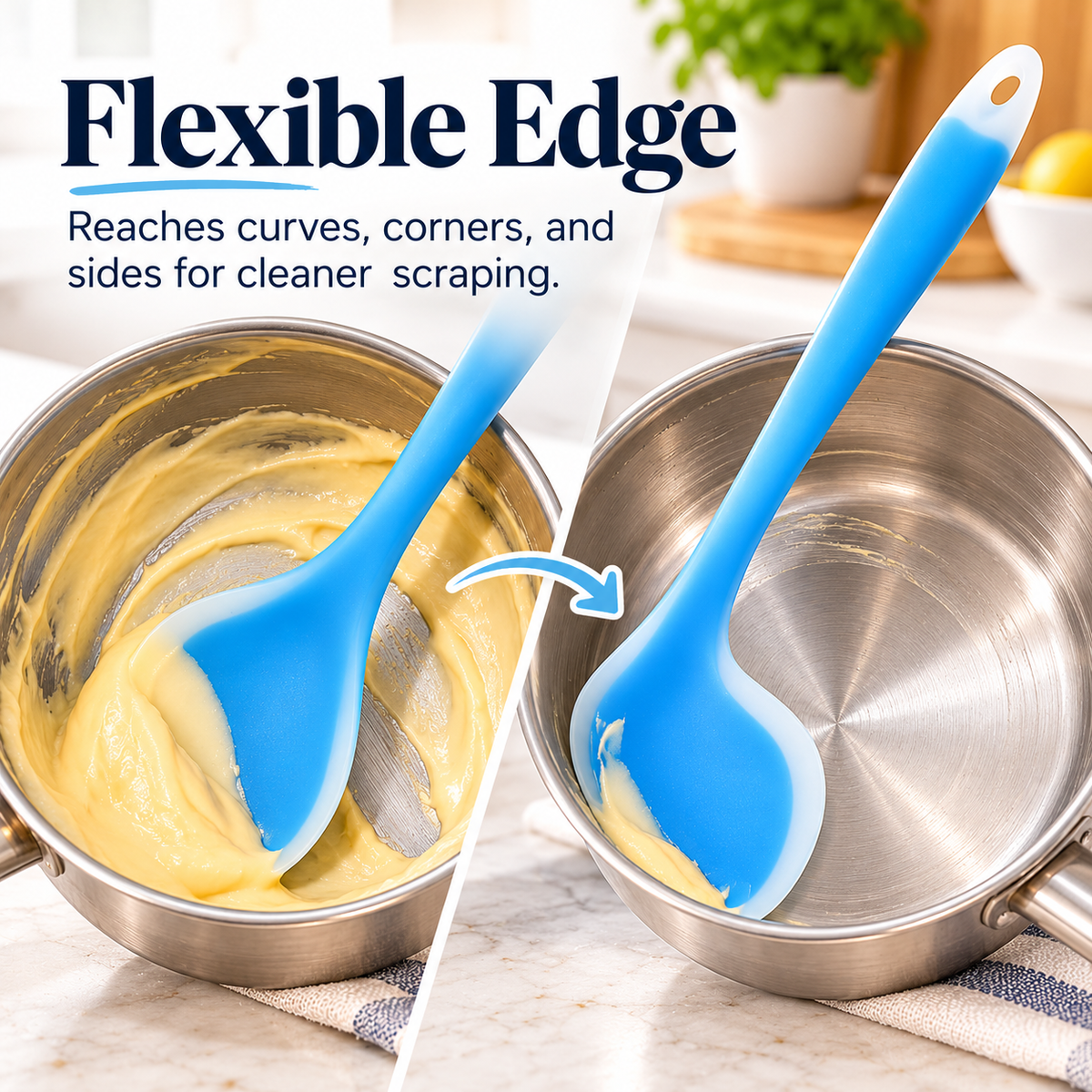 ๐ณโจ 2-in-1 Silicone Scraper Spoon ๐ฅ๐ Flexible Edge for Easy Scooping, Mixing & Scraping ๐ง๐ฏ Non-Scratch Kitchen Spatula ๐ฒ๐ 5 Colors Available