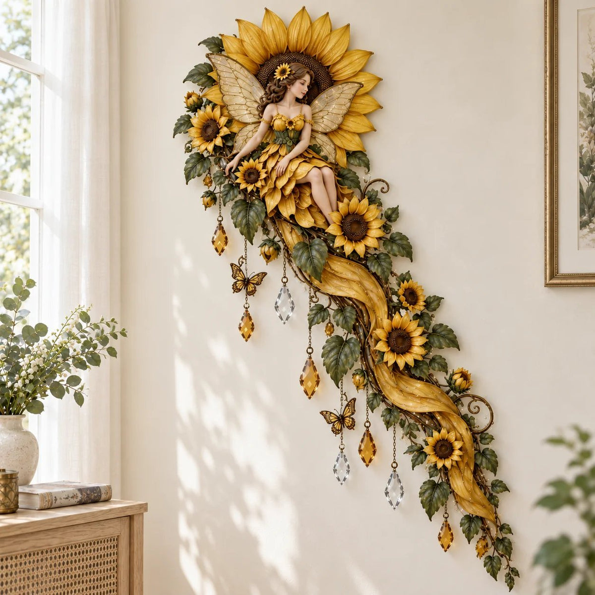 🌹🧚♀️Enchanted Flower Fairy Wall Light✨Cascading Floral Decor