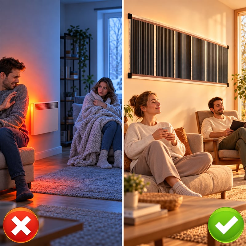 ๐ฅ3-Second Rapid Heating Honeycomb Graphene Far-Infrared Ceramic Wall Heater โ Low Noise & Energy Efficient Indoor Wall Mount Heater