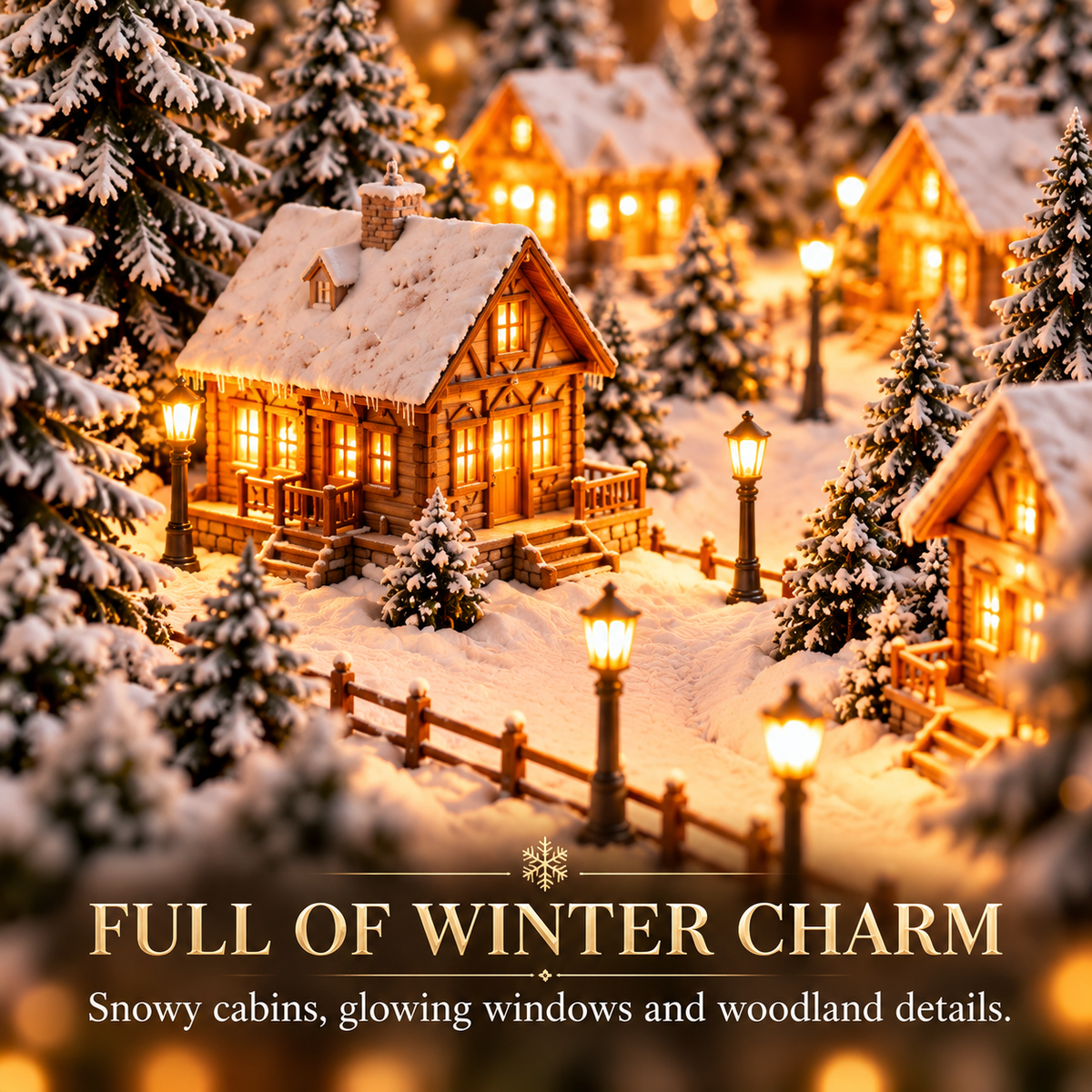 Snowy Hearth Village™ — Lighted Cabin & Evergreen Christmas Centerpiece