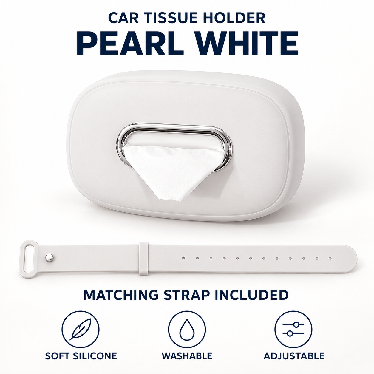 ๐ 50% OFF Car Headrest Tissue Box Holder โ Soft Silicone, Easy Reach & Washable