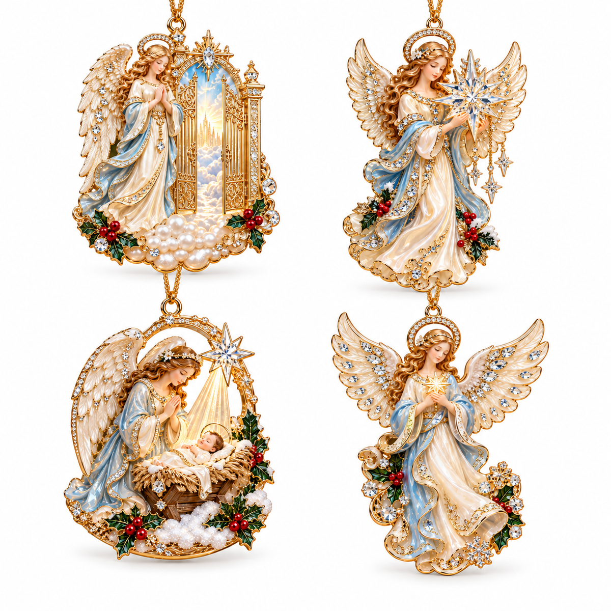Heavenly Angel Christmas Ornament – Crystal Star, Heaven’s Gate & Nativity Faith Keepsake Collection