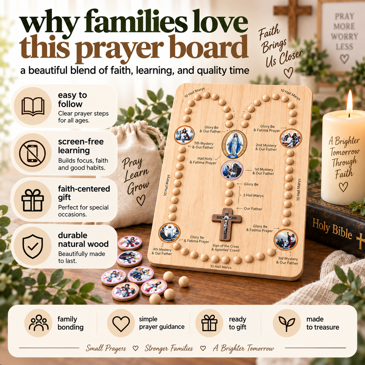 Catholic Rosary Prayer Board for Kids & Families – Hands-On Faith Learning Kit
