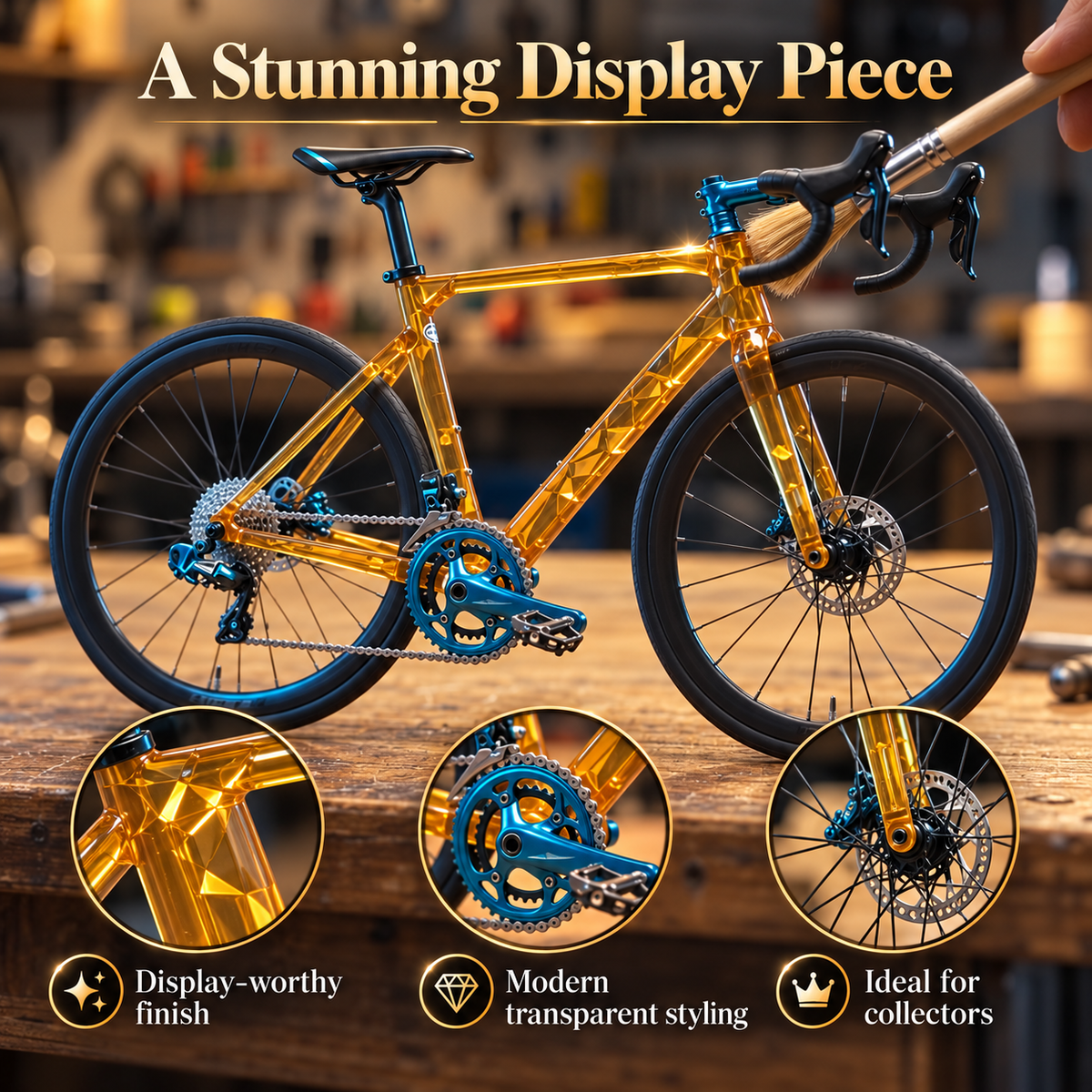 💎🚴 Transparent Mini Road Bike Model – DIY Assembly Kit & Desk Display