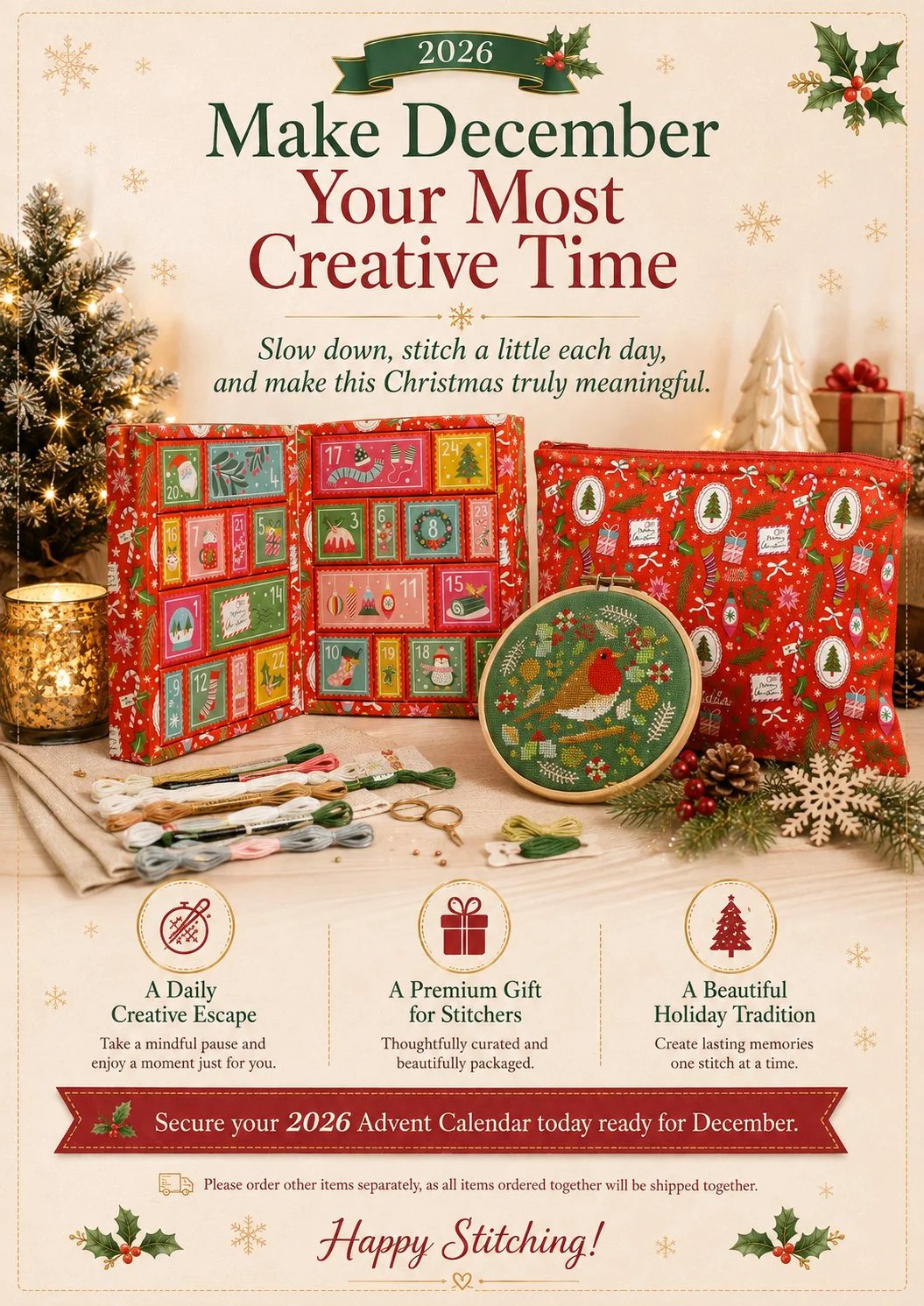 ๐ฅ Last Day 49% OFF - ๐๐งต 2026 Cross Stitch Advent Calendar Box | 24 Days of Stitching Surprises for a Magical December ๐ โจ