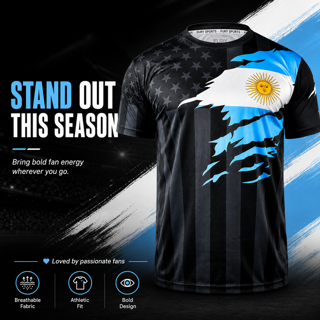 USA x Argentina Fusion Soccer Jersey – Premium Fan Edition | Lightweight Breathable Athletic Football Shirt for Match Day & Everyday Wear