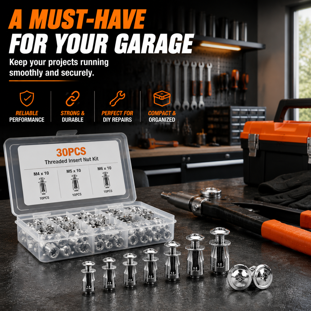 ๐ฉ 30PCS M4 M5 M6 Threaded Insert Nut Set for Repairs