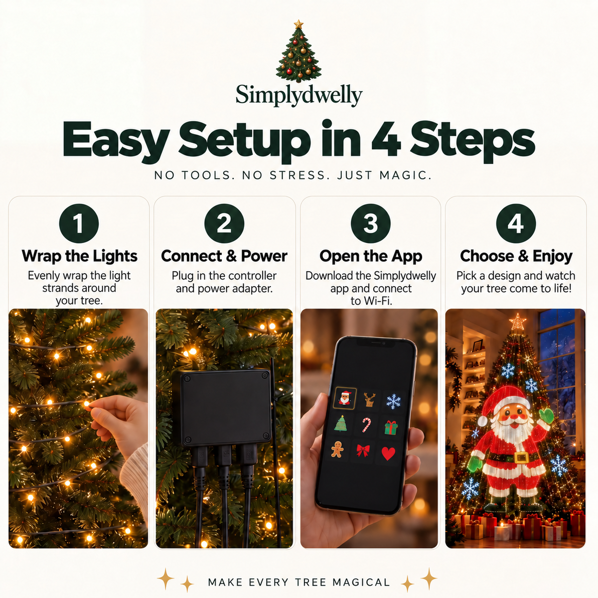 ๐ Smart Animated Christmas Tree Lights | App-Controlled LED Holiday Display โจ