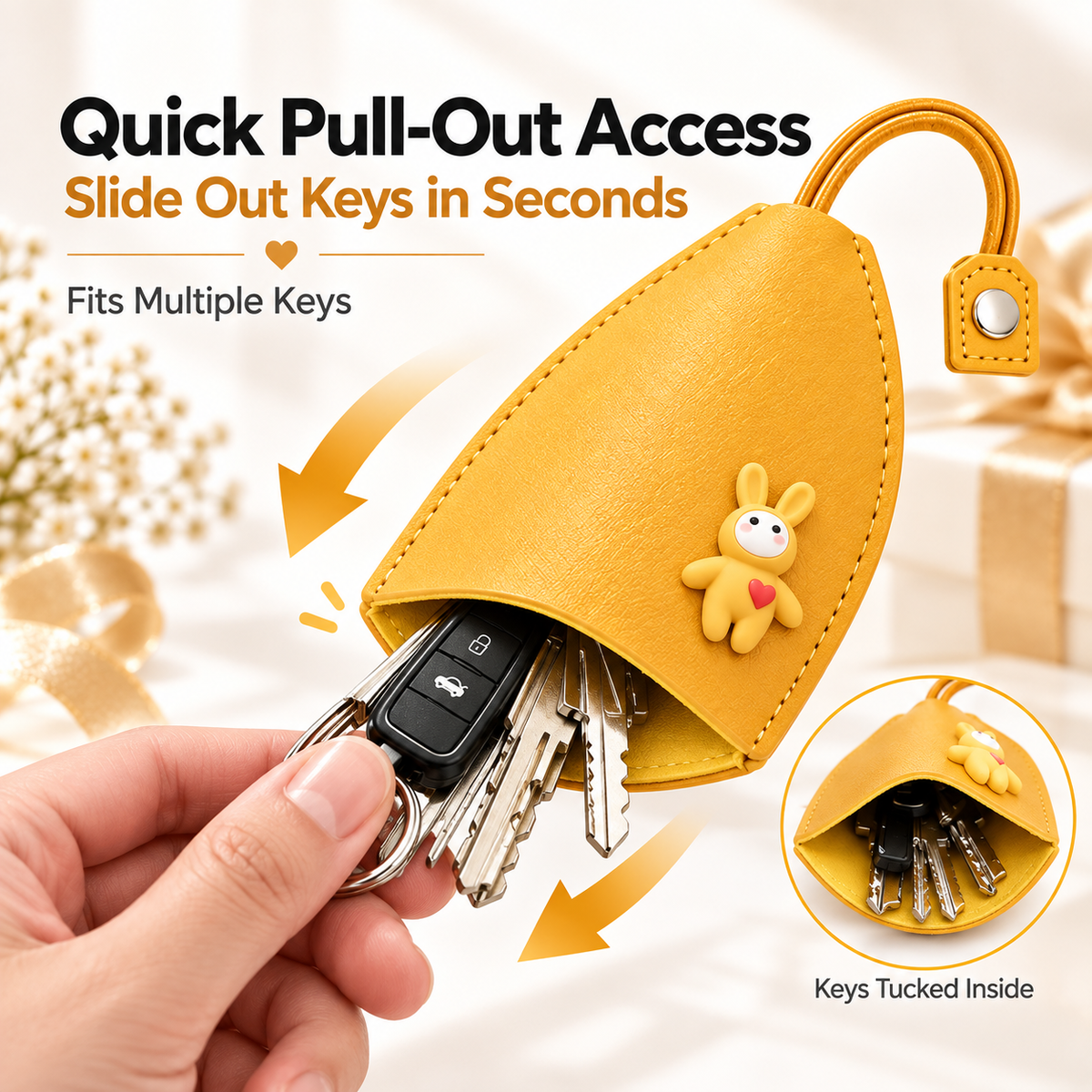 ๐3PCS Cute Cartoon Pull-Out Key Case