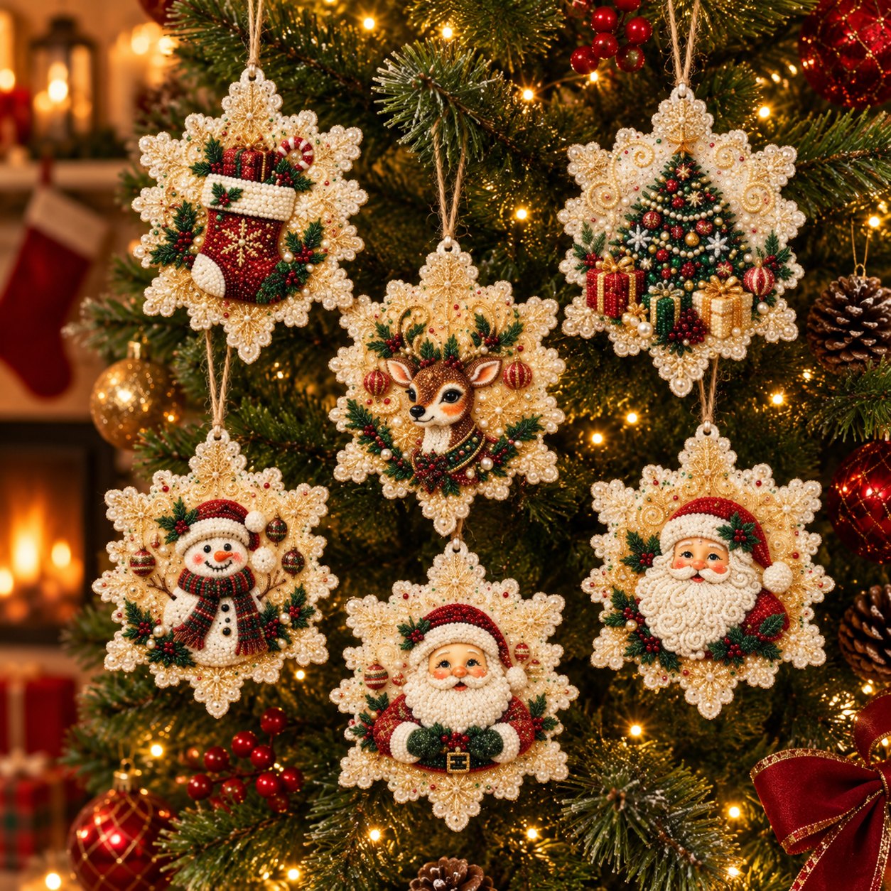 6PCS DIY Christmas Wooden Diamond Art Ornaments Kit 🌟🪵