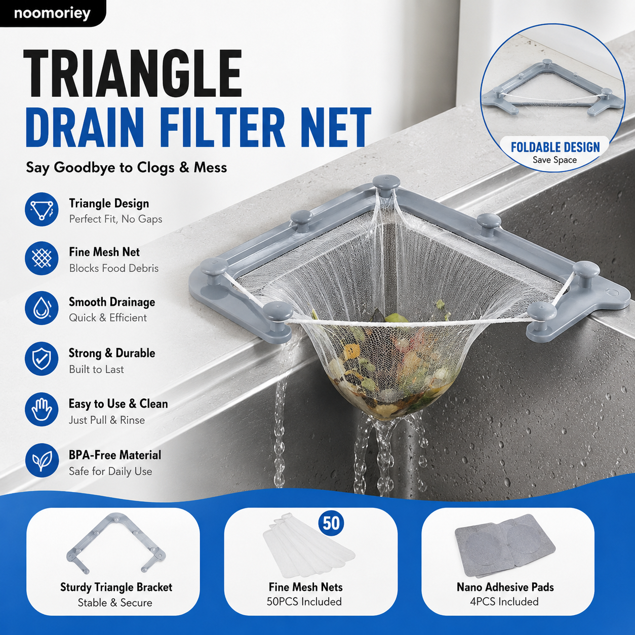 ๐๏ธ Smart Kitchen Sink Food Scrap Strainer with 50 Disposable Mesh Bags โ Helps Prevent Clogged Drains