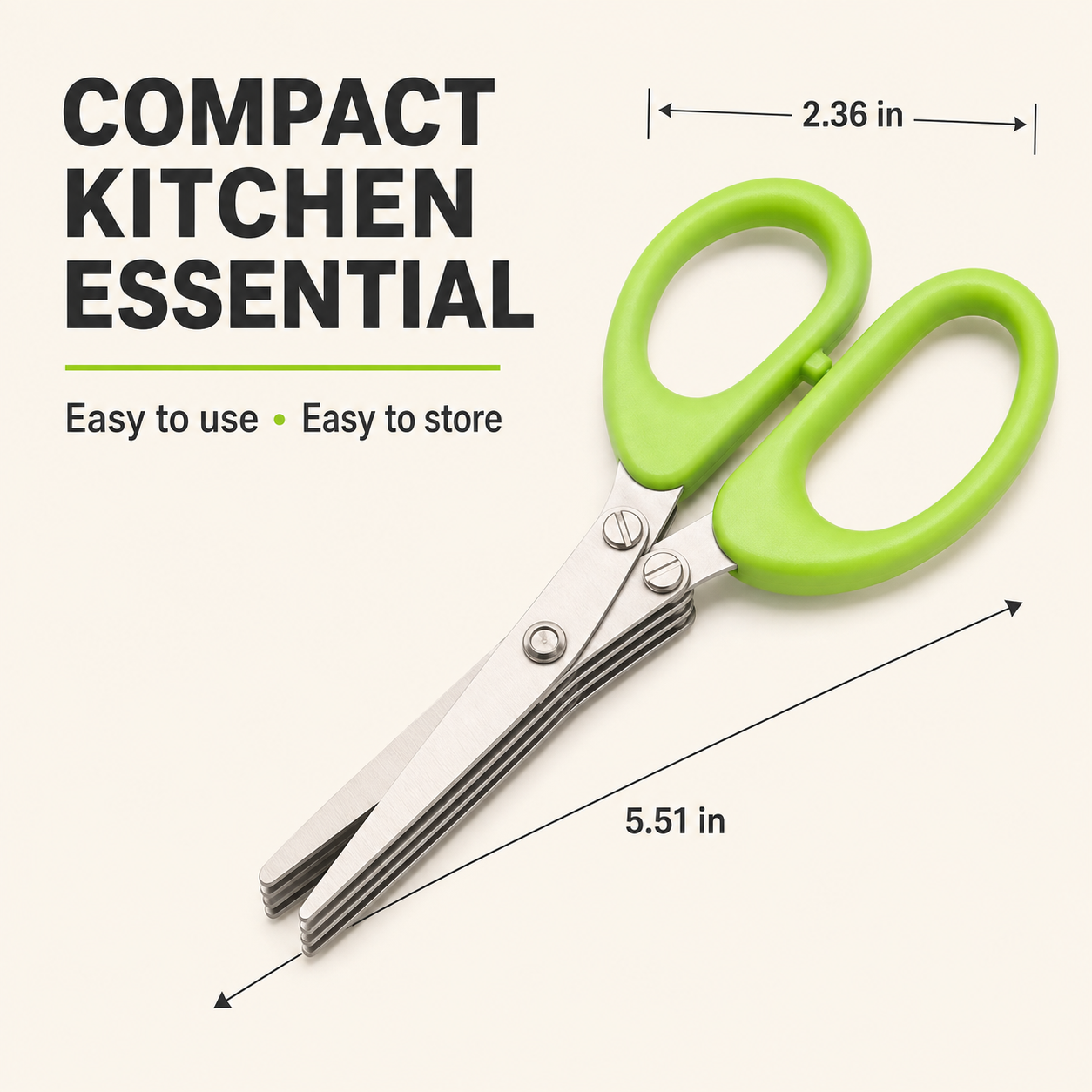Stainless Steel 5 Blades Scallion Cutter Scissors