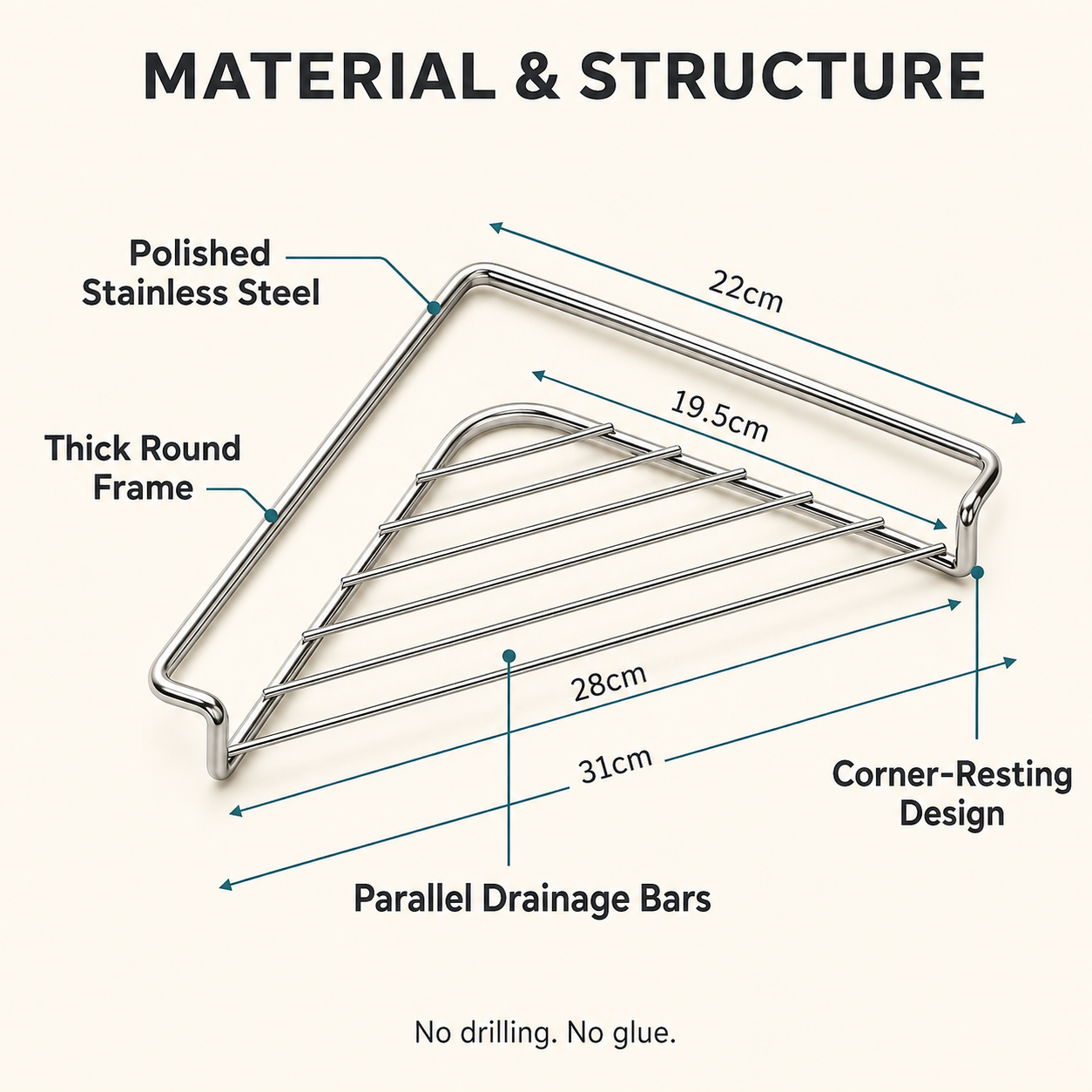 🔥 Limited-Time Deal🧽 Stainless Steel Corner Sink Shelf – Triangular Drainage Rack for Sponge, Cloth & Brush Storage