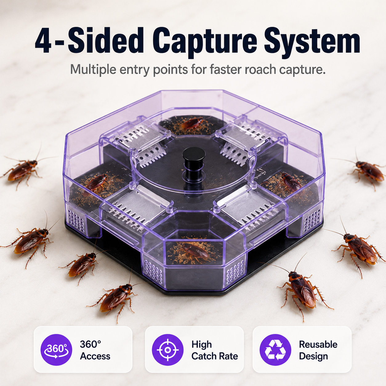 🏠Reusable Roach Trap with One-Way Entry Doors
