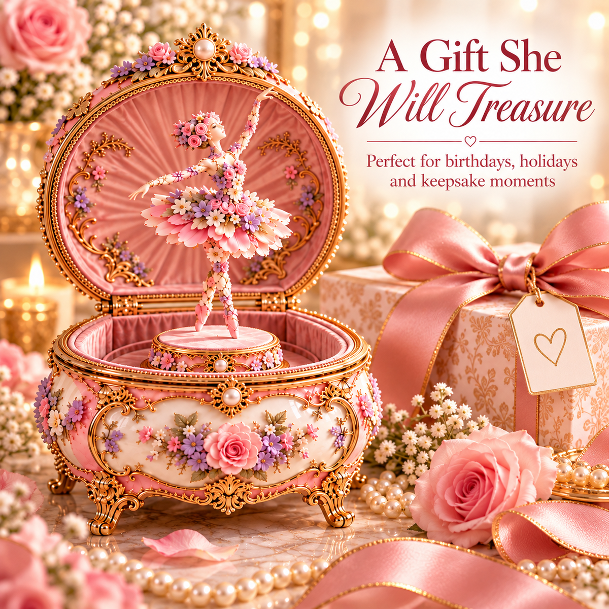 ๐ธ 50% OFF Floral Ballerina Music Box โ A Romantic Keepsake With a Magical Butterfly Reveal ๐ฆ