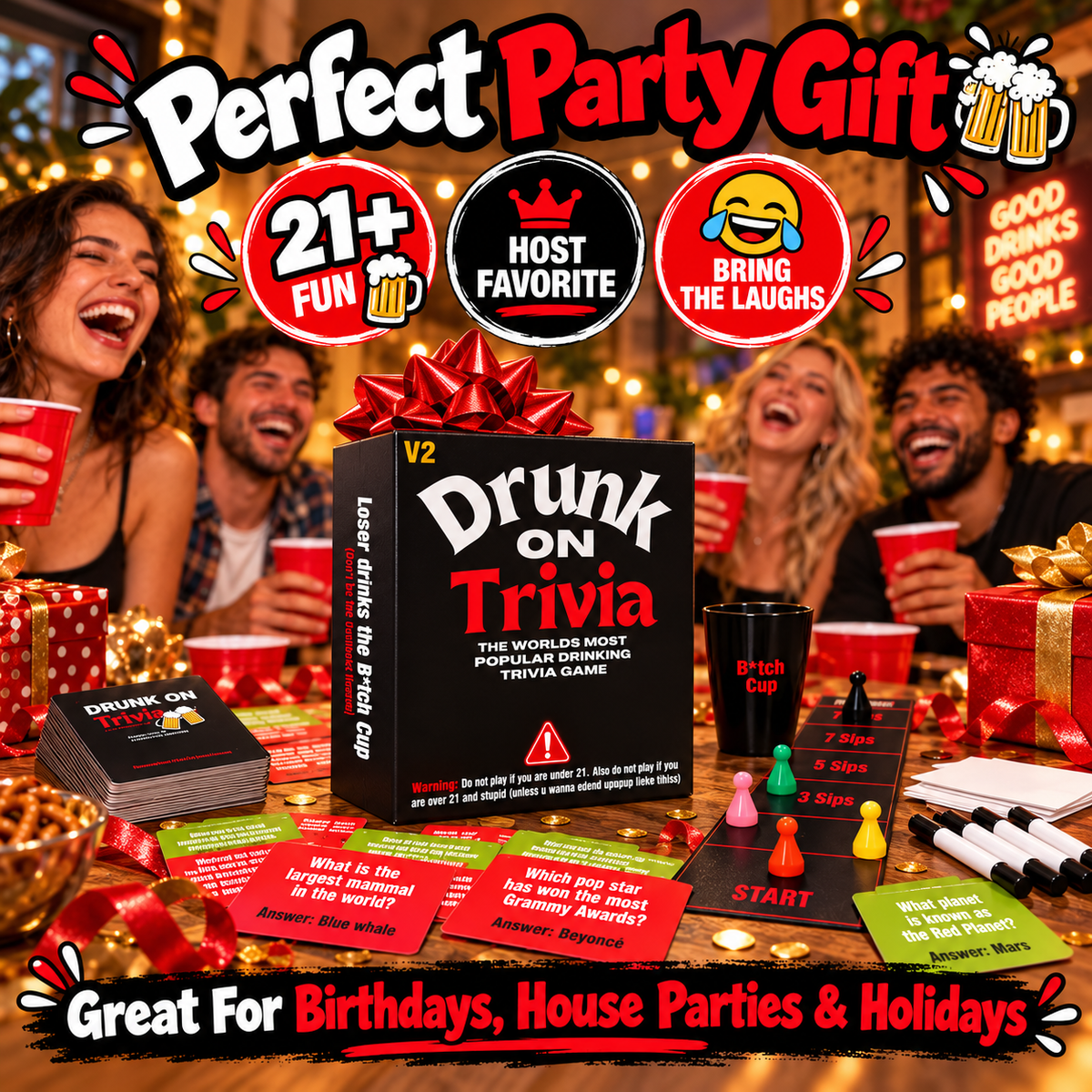๐ป Drunk On Trivia โ 500-Question Adult Party Game for Game Nights, Birthdays & Friends