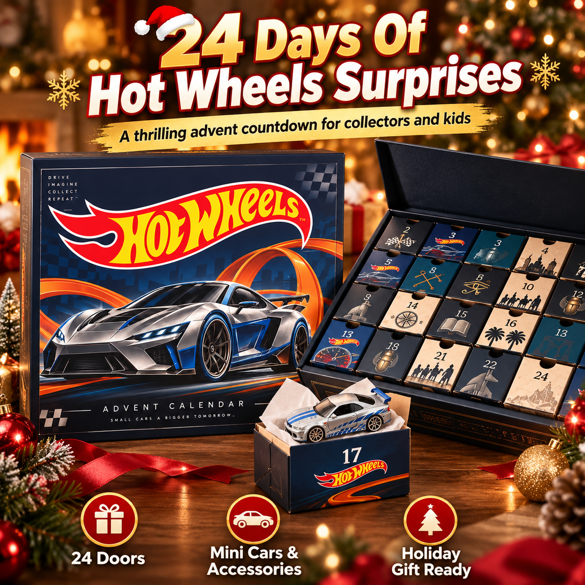 ๐ Hot Wheels Advent Calendar โ 24-Day Christmas Countdown Gift