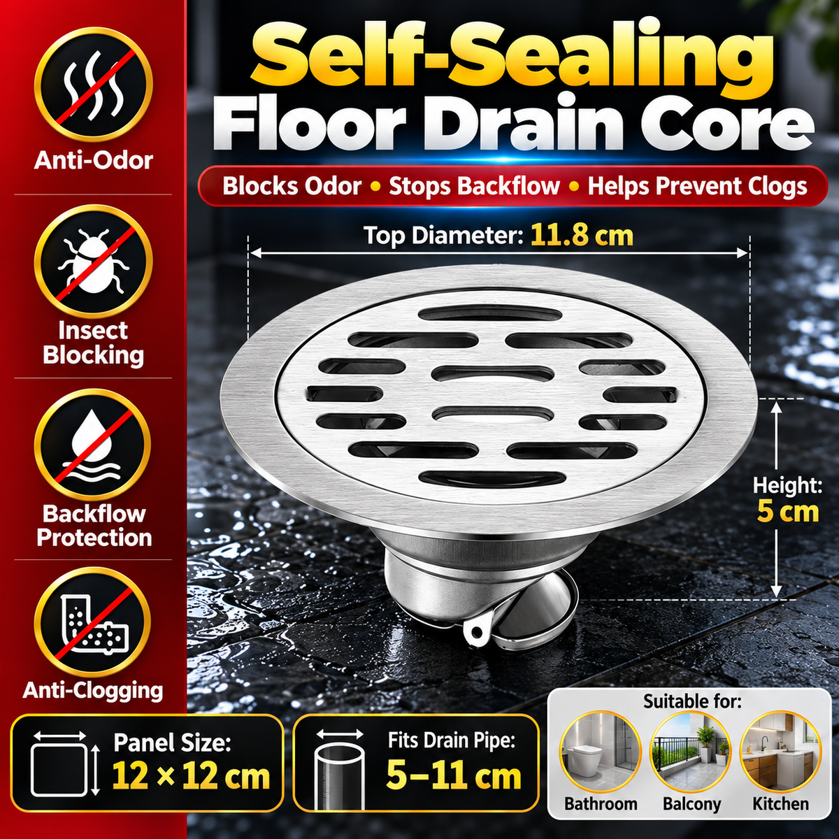 ๐ง 50% OFF Stainless Steel Floor Drain โ Fast Drainage & Odor Control