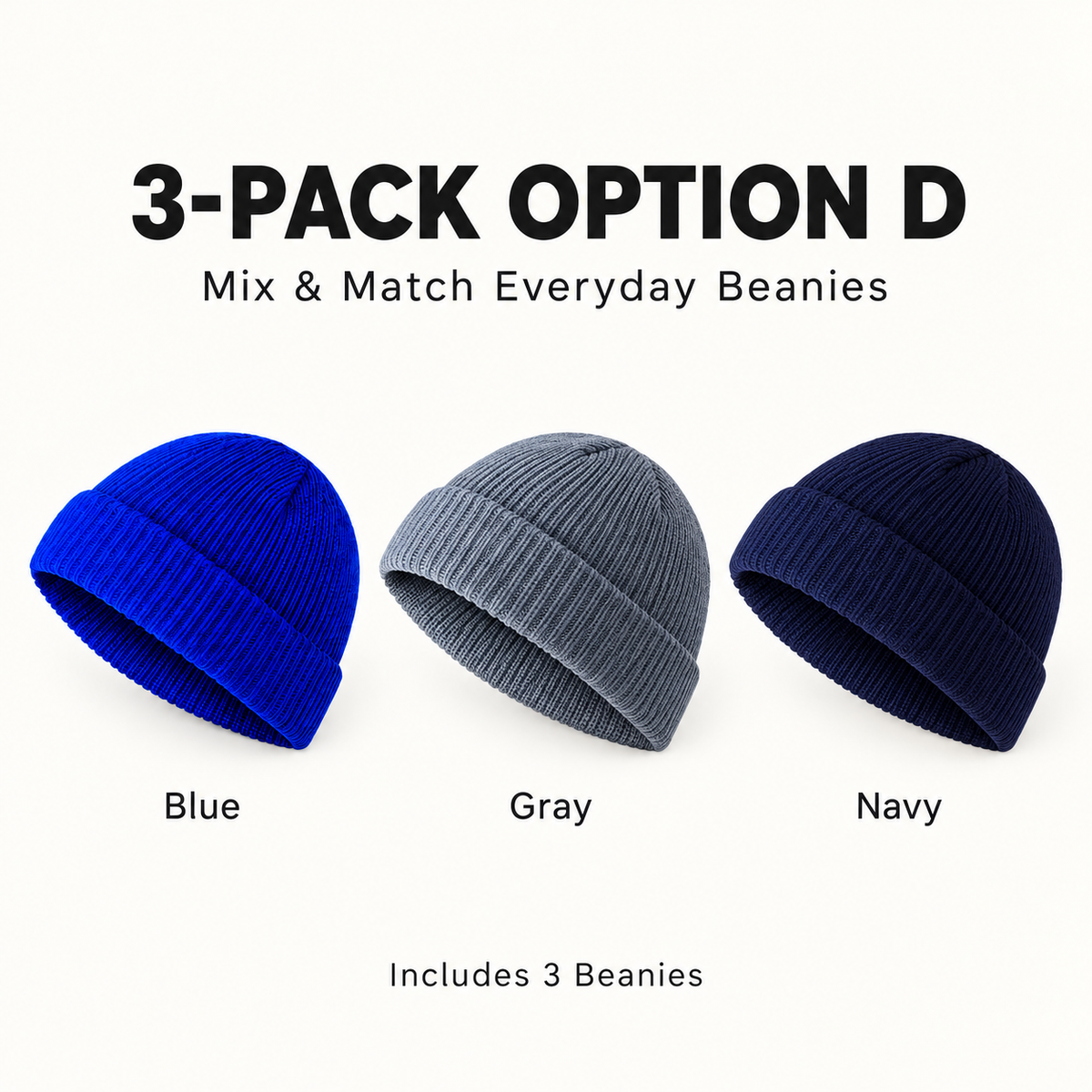 Men’s Short Knit Beanie – Cuffed Fisherman Hat for Fall & Winter