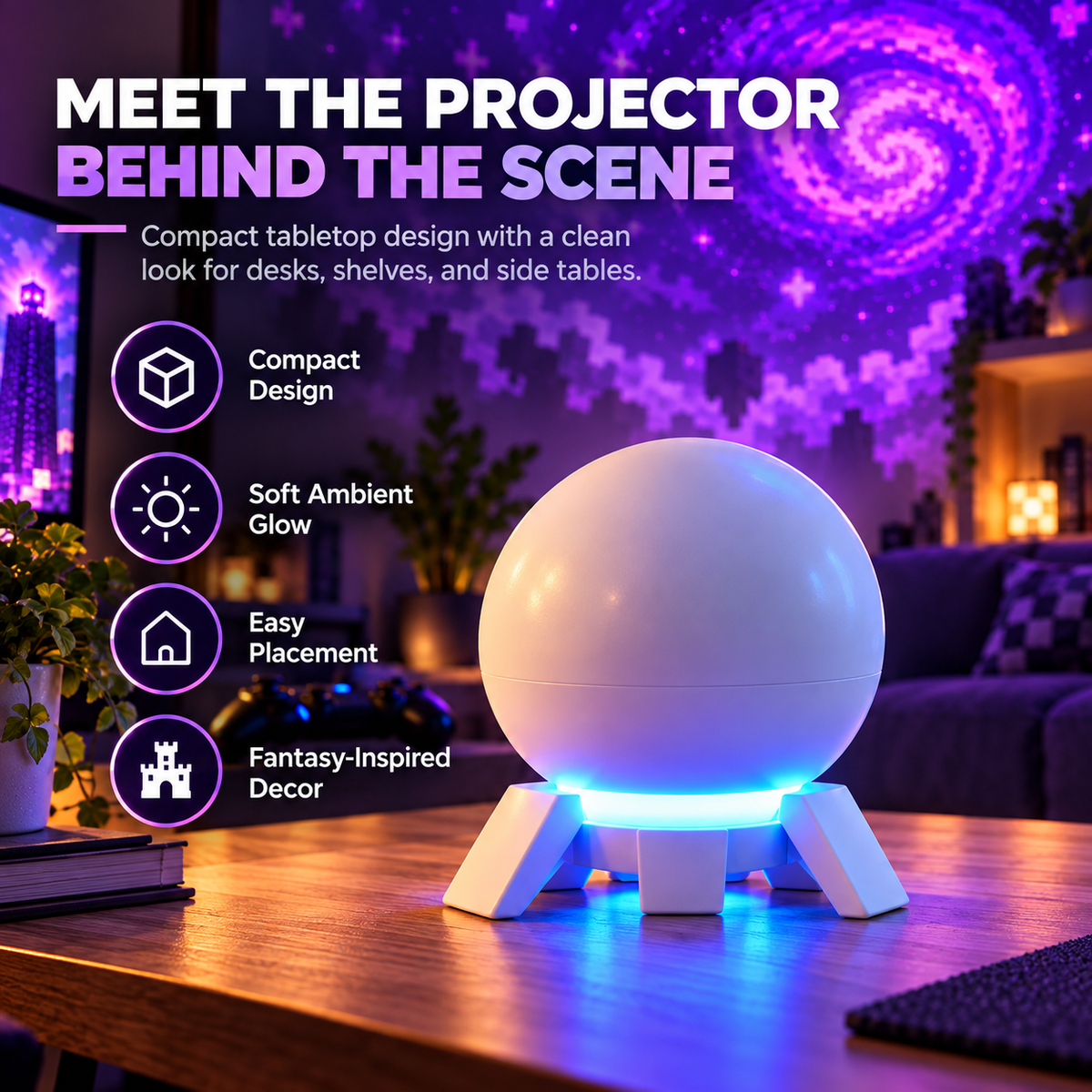 โจ 50% OFF! Wall & Ceiling Pixel Projector Light for Cozy Game Nights
