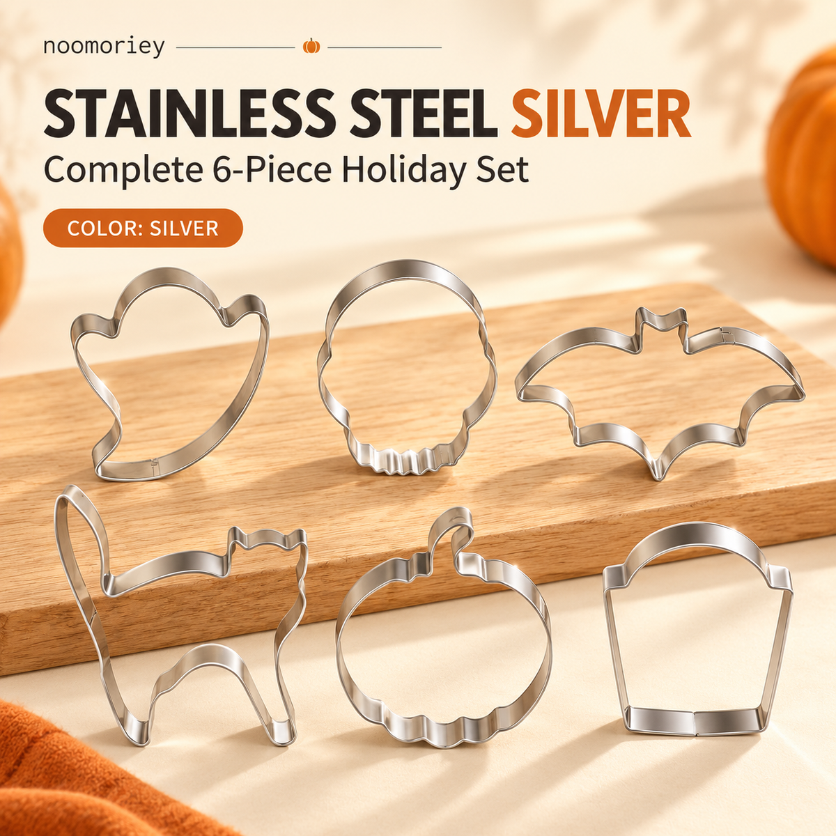 6 PCS Christmas & Halloween Stainless Steel Cookie Cutters – DIY Baking Mold Set