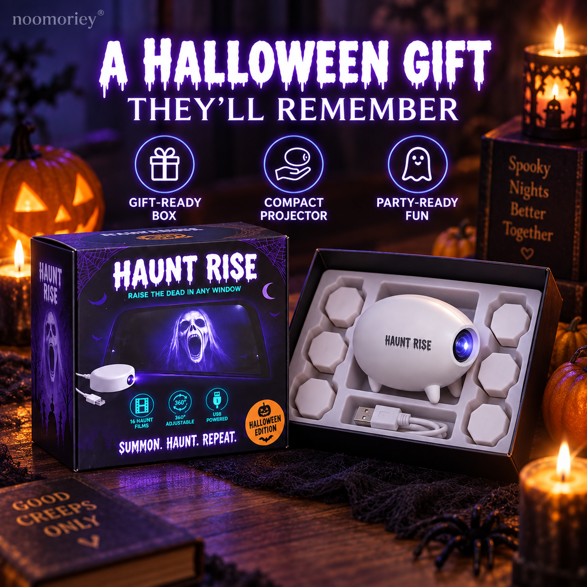 ๐ Halloween Window Projector ๐ป 16 Spooky Films USB Powered Holiday Decor