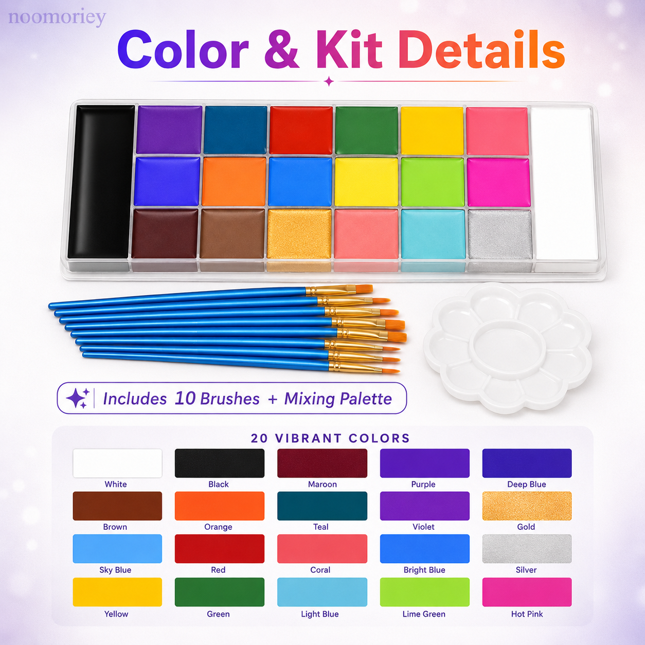 ๐ 50% OFF 20-Color Face & Body Paint Kit โ Halloween Makeup, Cosplay & Party Art Set