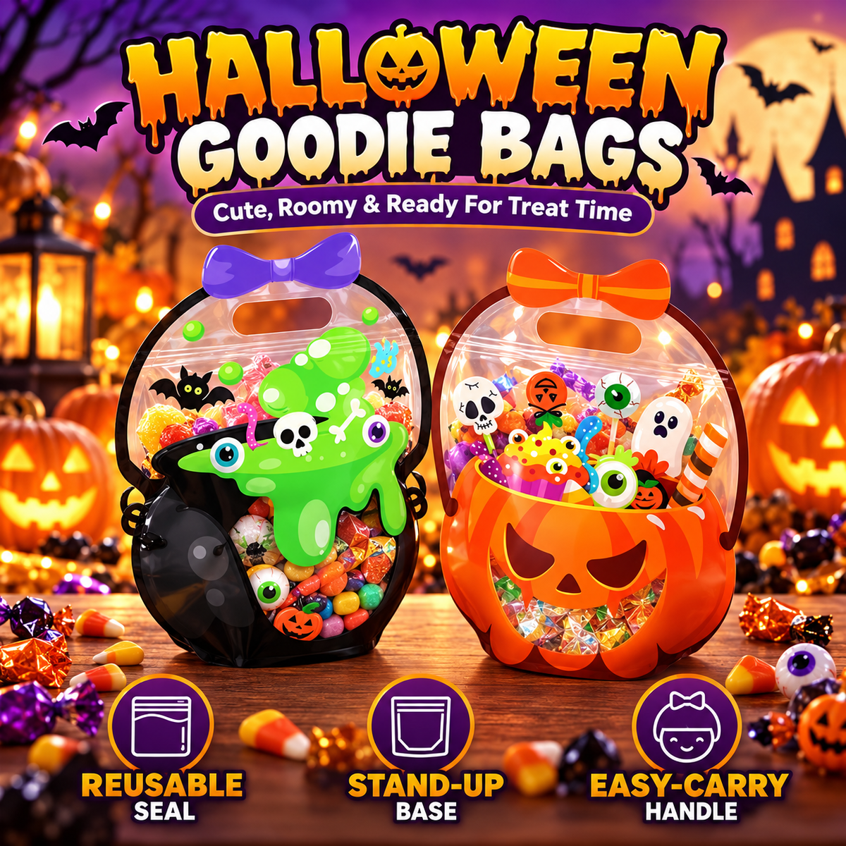 ๐ 50% OFF Today! Halloween Goodie Bags for Treats, Candy & Party Favors