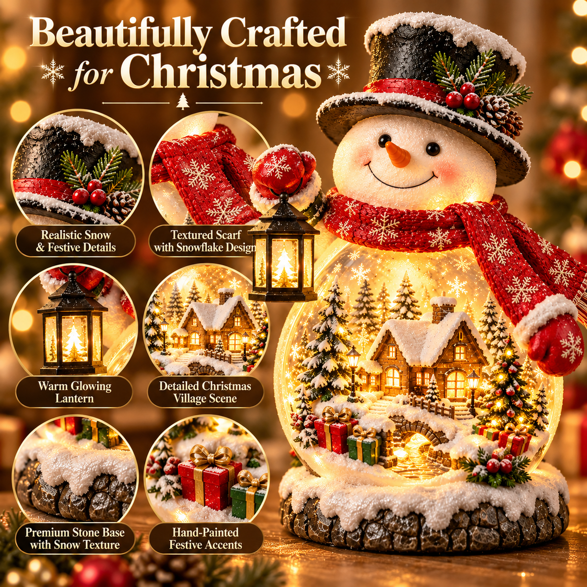 ๐ฅ 50% OFF Today โจ Christmas Village Snowman Glow โ Lighted Holiday Tabletop Decor