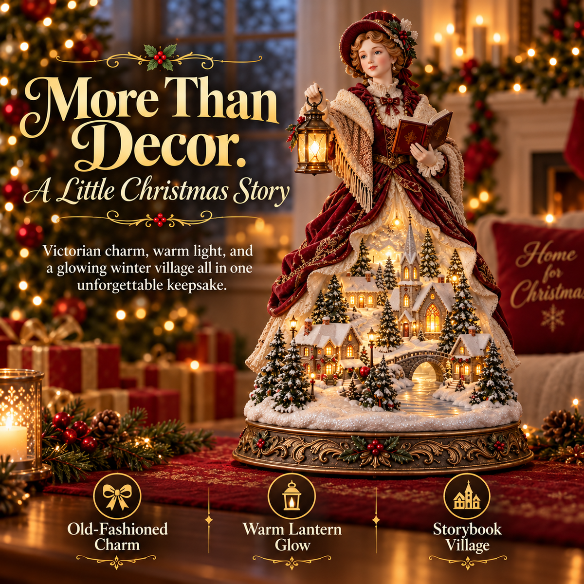 Last Day 49% OFF ๐ Victorian Caroler Christmas Glowโข โ Lighted Village Lady Tabletop Decor