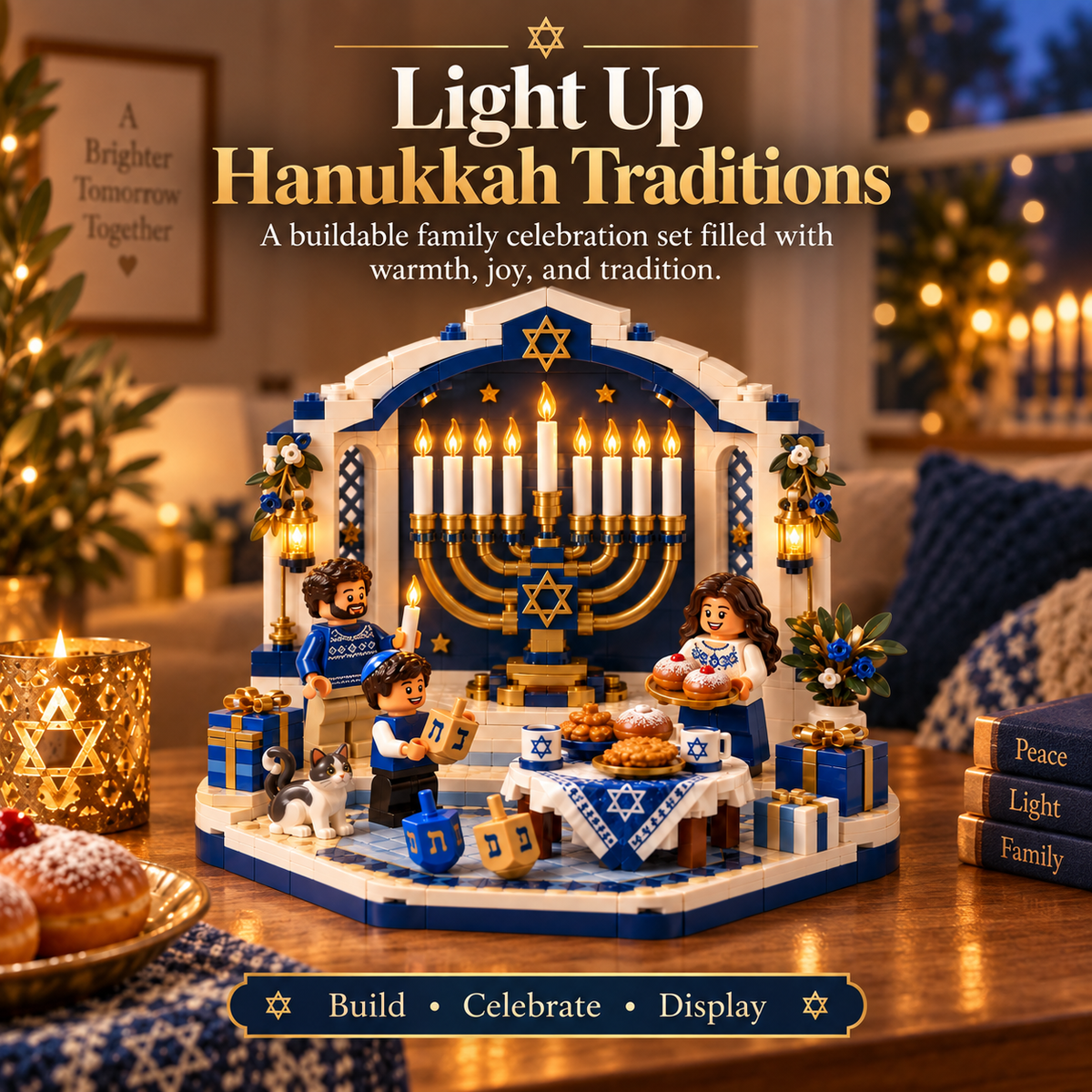 ๐โจ Last Day 50% OFF ๐ฅ Hanukkah Family Light Building Block Display Set