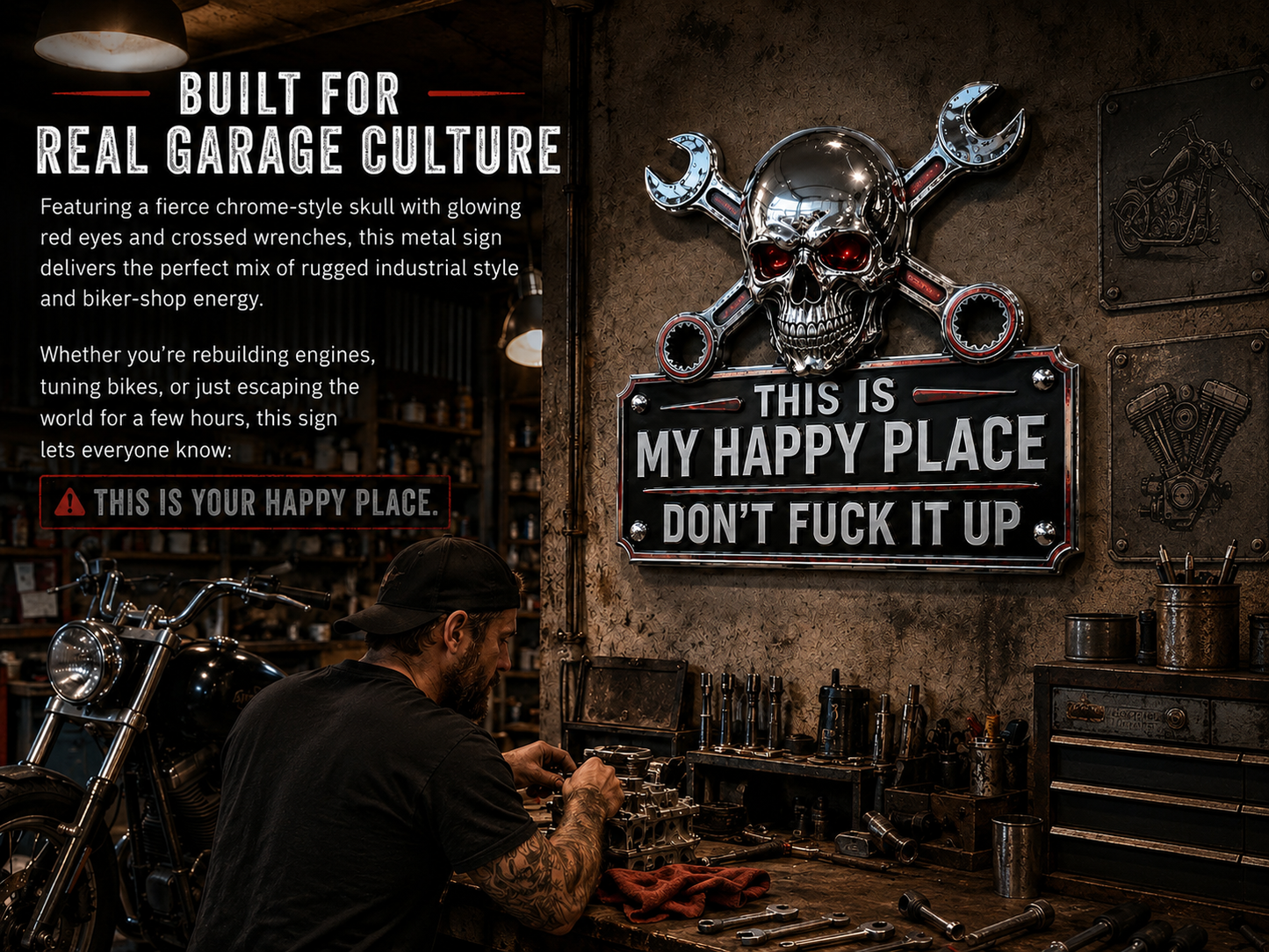 ๐"This Is My Happy Place" Garage Wall Sign
