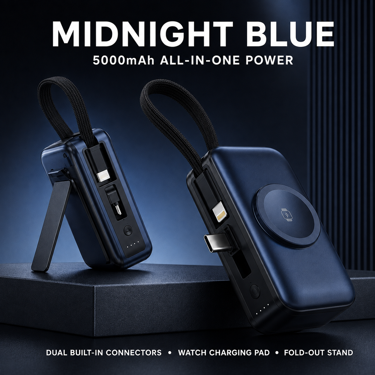 ๐ 3-in-1 Mini Power Bank โ Phone Charger, Watch Charger & Foldable Stand
