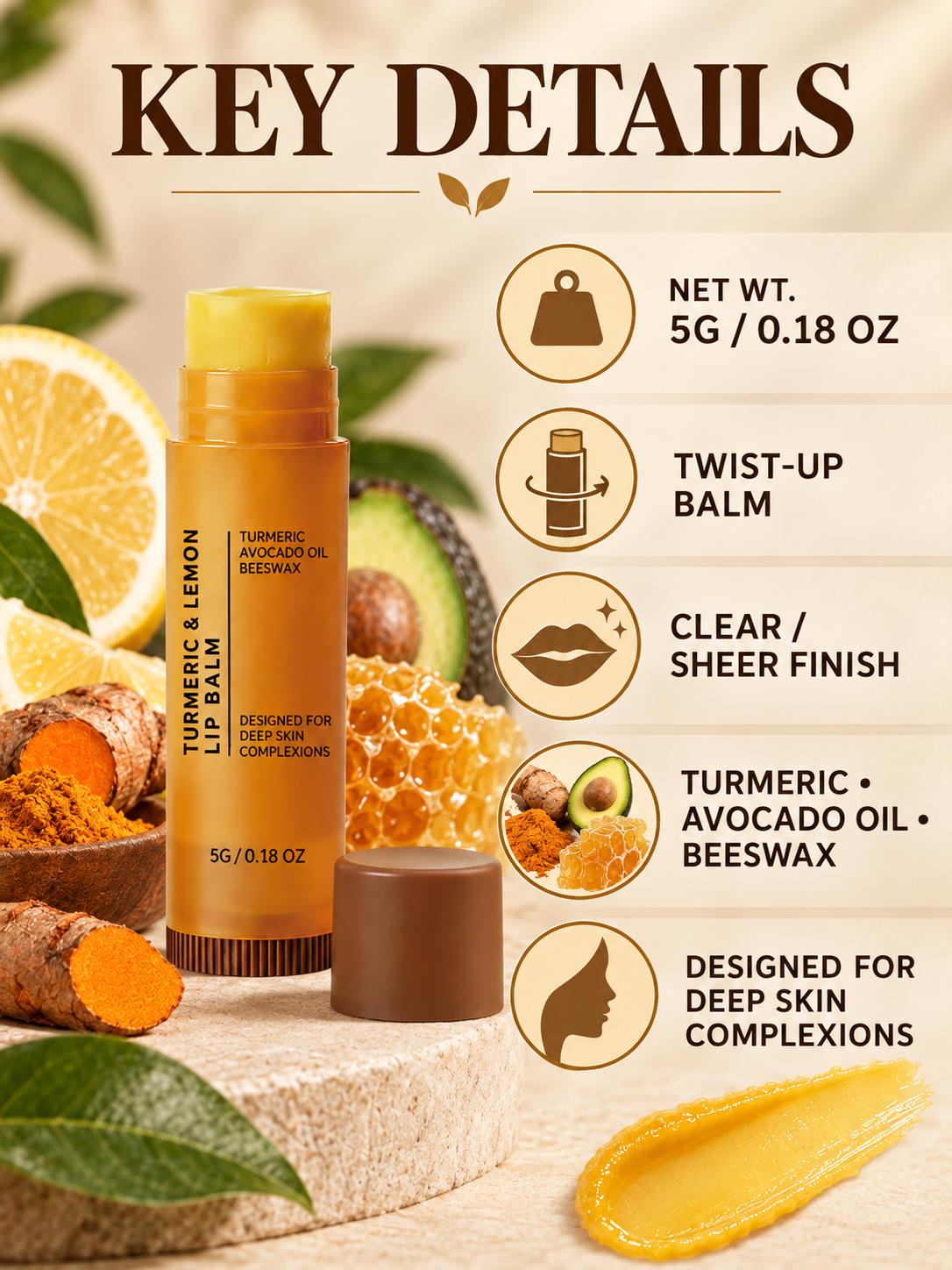 💋 Beauty Deal – Turmeric Lemon Nourishing Lip Balm ✨ Hydrating Lip Care for a Smooth, Healthy-Looking Smile 🌿