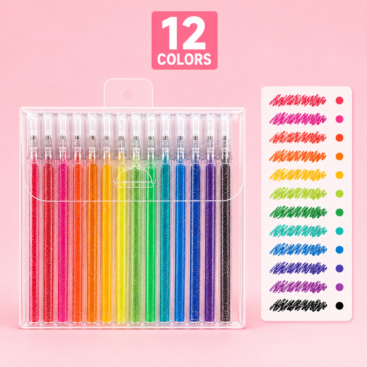 🔥Hot Selling Retractable Glitter Sparkle Gel Pens 1.0mm Fine Tip, Large Capacity Gel Pen Set for Art Journal & Hand Lettering