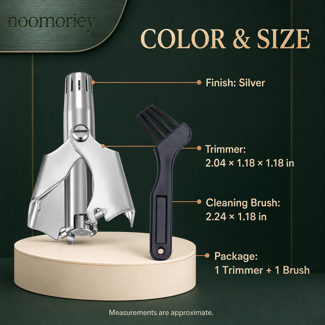 Manual Stainless Steel Nose & Ear Hair Trimmer – Waterproof, Battery-Free with Cleaning Brush
