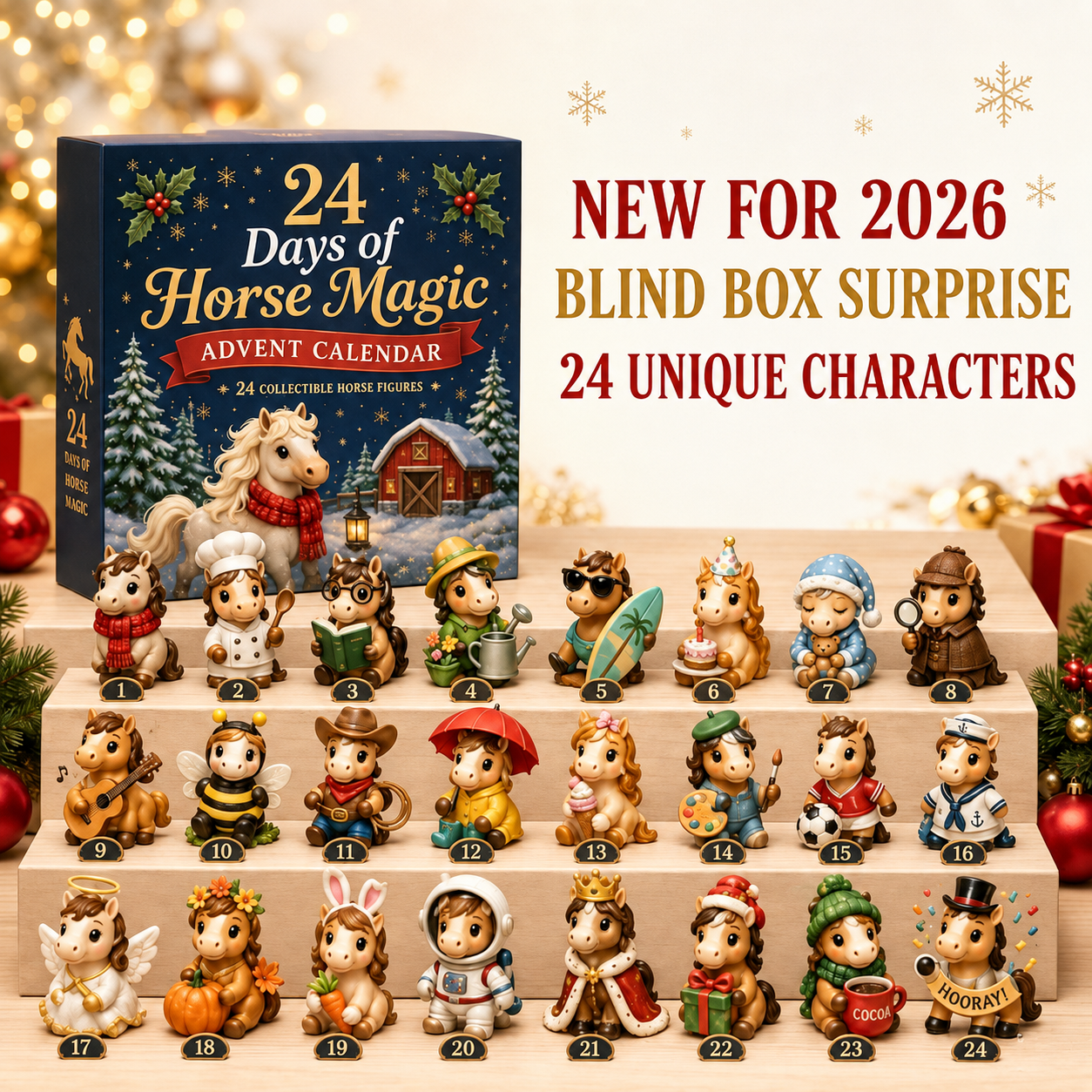 🔥Limited Time 49% OFF |🐾24‑Day Christmas Opossum Advent Calendar, 24 Collectible Opossum Holiday Surprises Countdown Decor