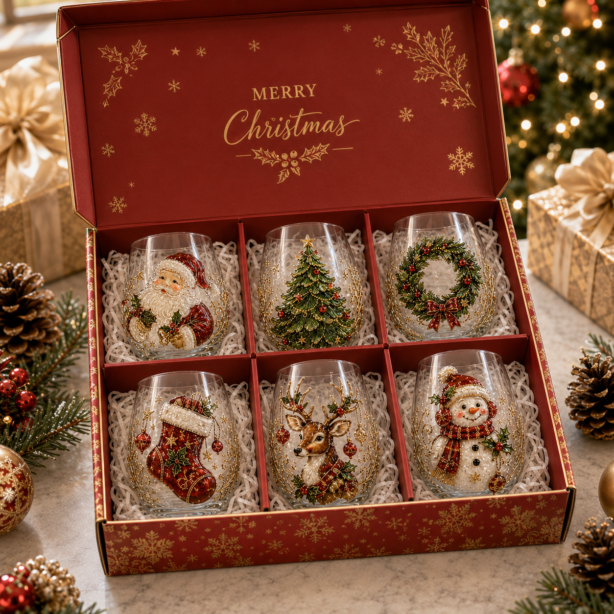 ๐
Christmas Early Bird Sale๐ 3D Christmas Glass Art Cup | Luxury Raised Holiday Glassware for Drinks, Decor & Christmas Gifts ๐
