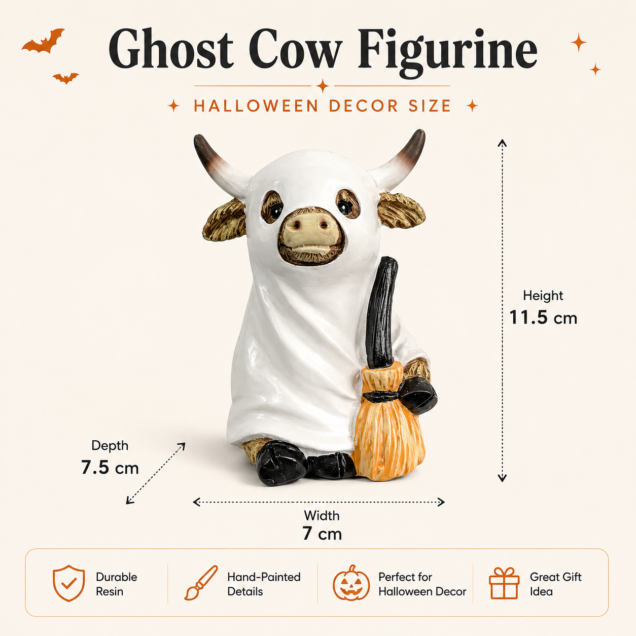 ๐ฅ 55% OFF TODAY ๐ Halloween Highland Cow Resin Figurines