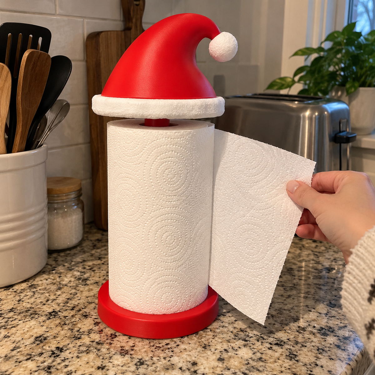 50% OFF🎅🎄 Santa Hat Paper Towel Holder – Festive Christmas Kitchen Decor !!!🎁