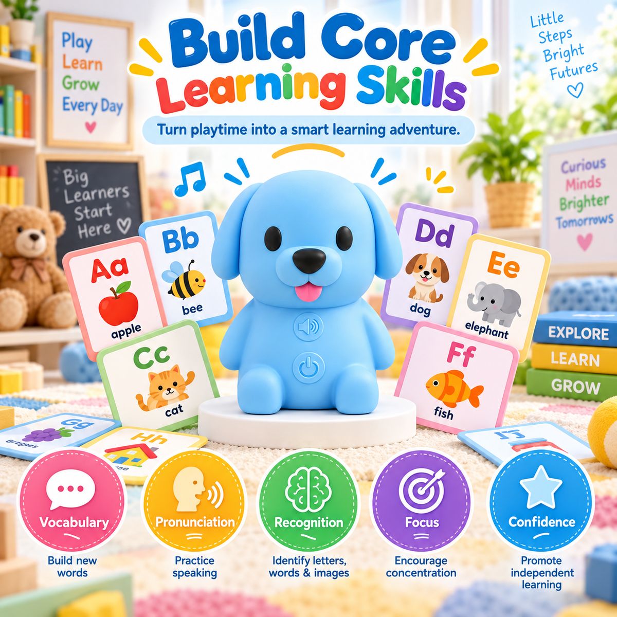 🔥 50% OFF Today 🎧 Talking Phonics Flash Card Set for Kids Smart Learning Toy with Voice Recognition