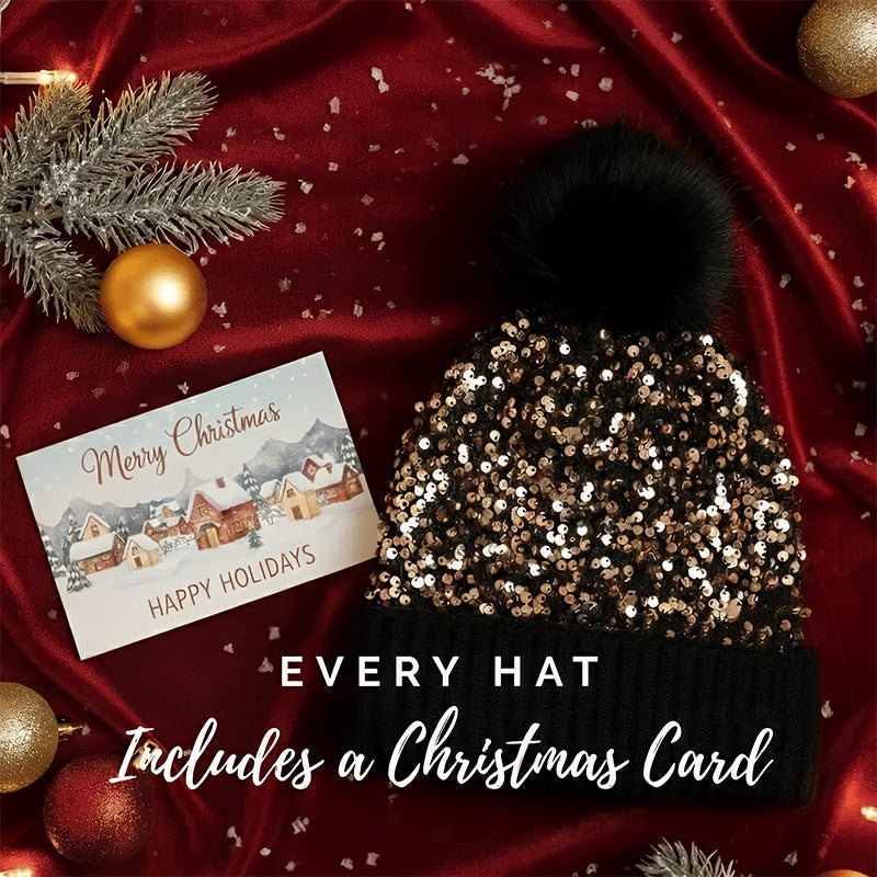 🔥Last Day 50% OFF - Sequin Fur Pom Beanie for Women